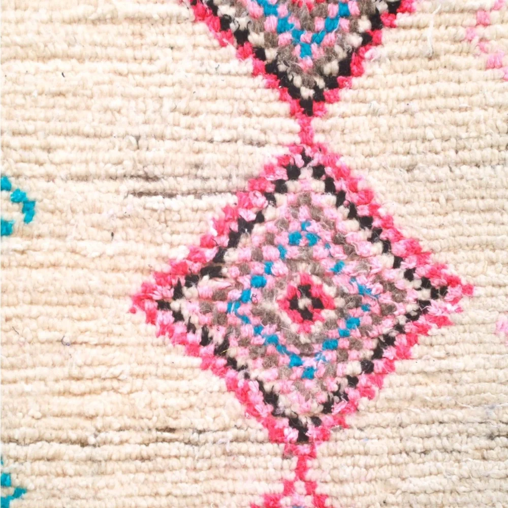Colorful Geometric Moroccan Beni Ourain Pattern Rug